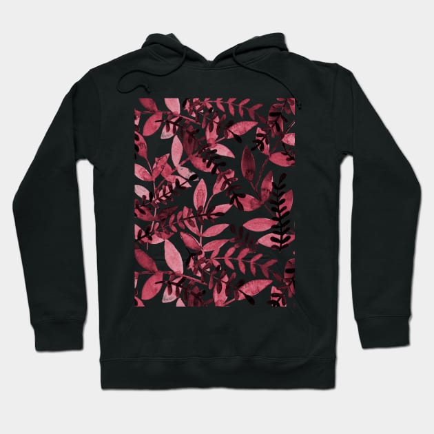 Watercolor branches - wine red Hoodie by wackapacka